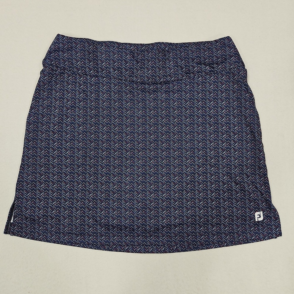 Footjoy Skort Women Large Navy Blue Chevron Pull On Golf Tennis Pickleball 29284